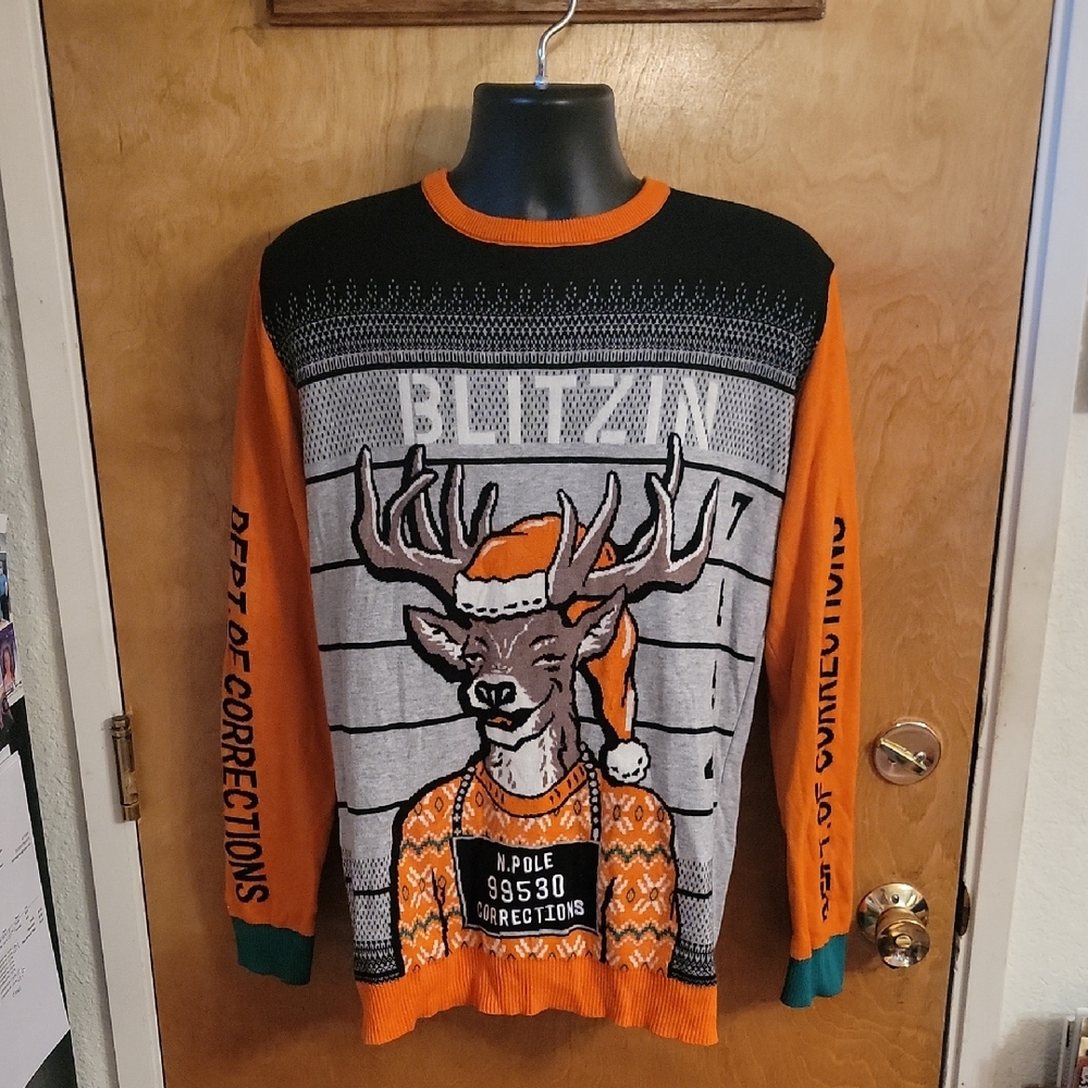 Blitzin Arrested | Ugly Christmas Sweater For Men & Women | Unisex Sizing Large